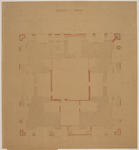 217150 Plattegrond van het beneden-vierkant van de Domtoren te Utrecht, ter hoogte van de bovenverdieping (vroegere ...